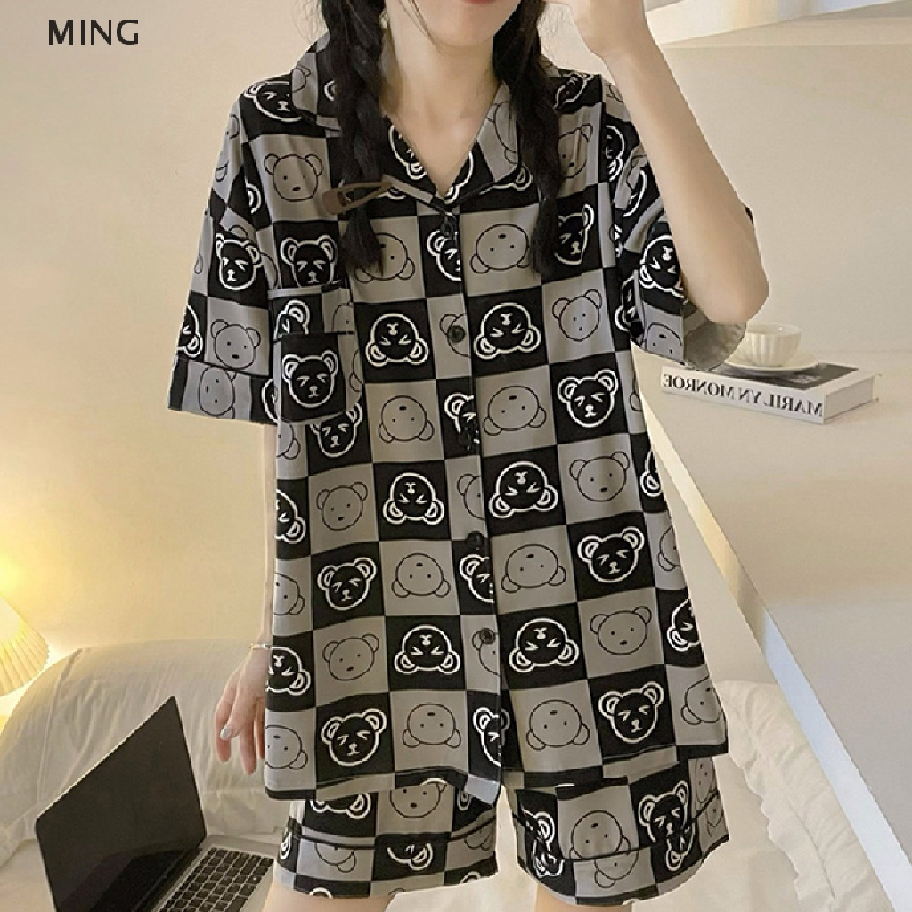 Bộ Đồ Ngủ 2 Mảnh Mềm Mại In Họa Tiết Hoạt Hình Dễ Thương Cho Nữ