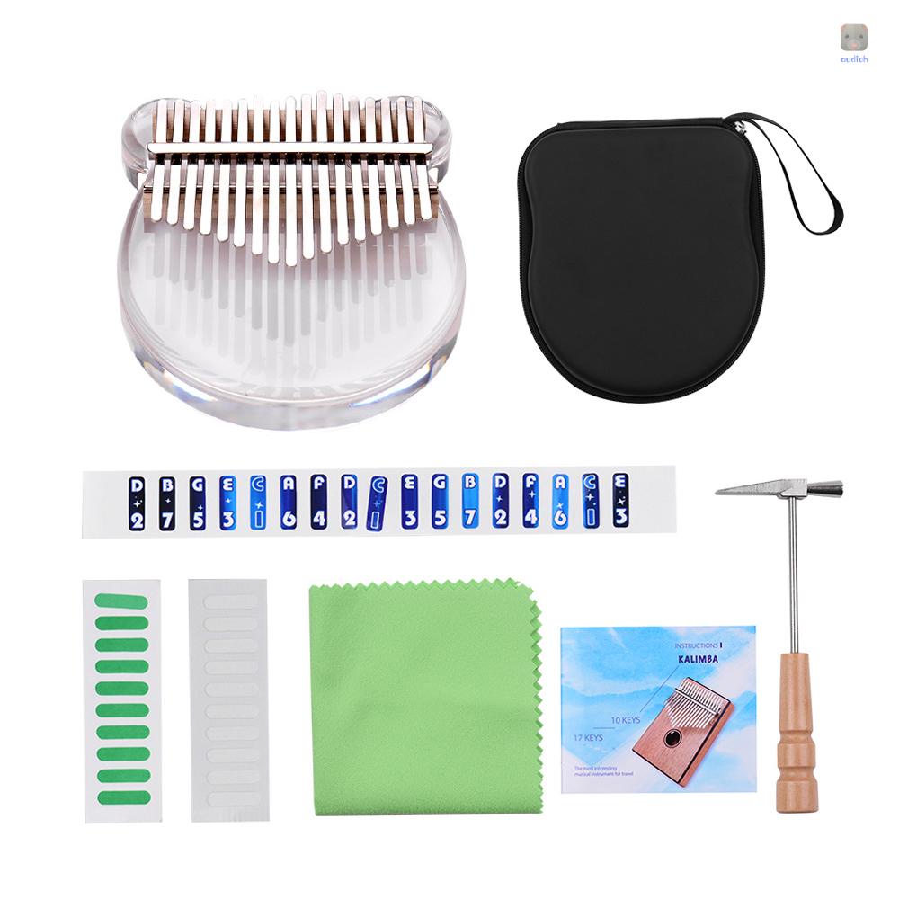 Đàn Kalimba 17 Phím Bằng Acrylic Trong Suốt Kèm Túi Đựng Và Búa Làm Sạch Nhạc Cụ