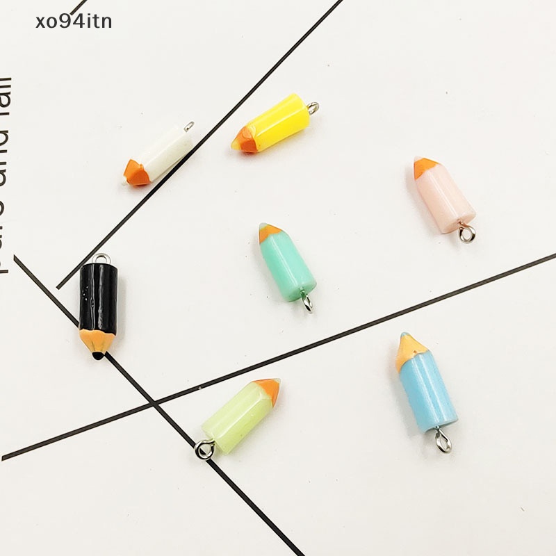 Tn Set 10 Mặt Vòng cổ / Bông Tai DIY Hình Bút Chì Màu Bằng Nhựa Resin Thời Trang