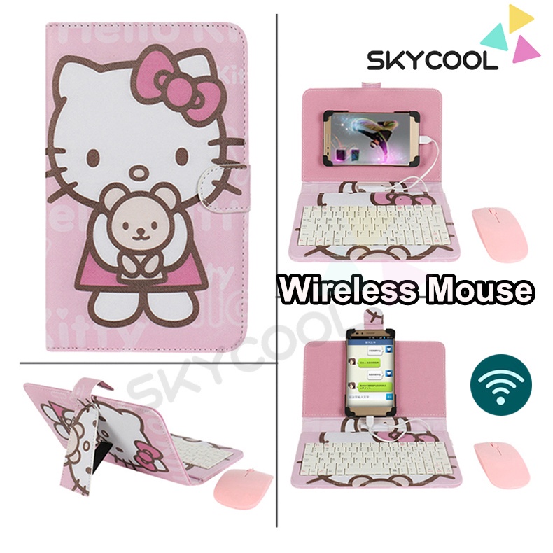 Bộ Bàn Phím + Chuột + Dây Da Di Động Cho Máy Tính Bảng 4.2-9inch Cho Realme Huawei Xiaomi Vivo Oppo Samsung Type-C / Micro-Usb