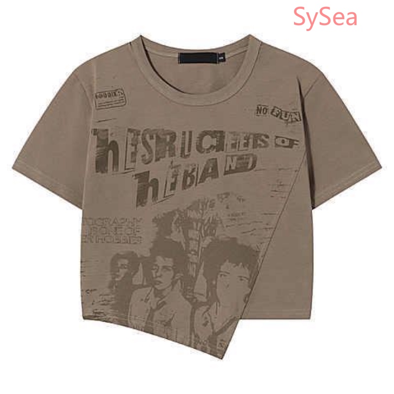 Áo Kiểu Cổ Tròn Thiết Kế Bất Đối Xứng Thời Trang Mùa Hè Cho Nữ