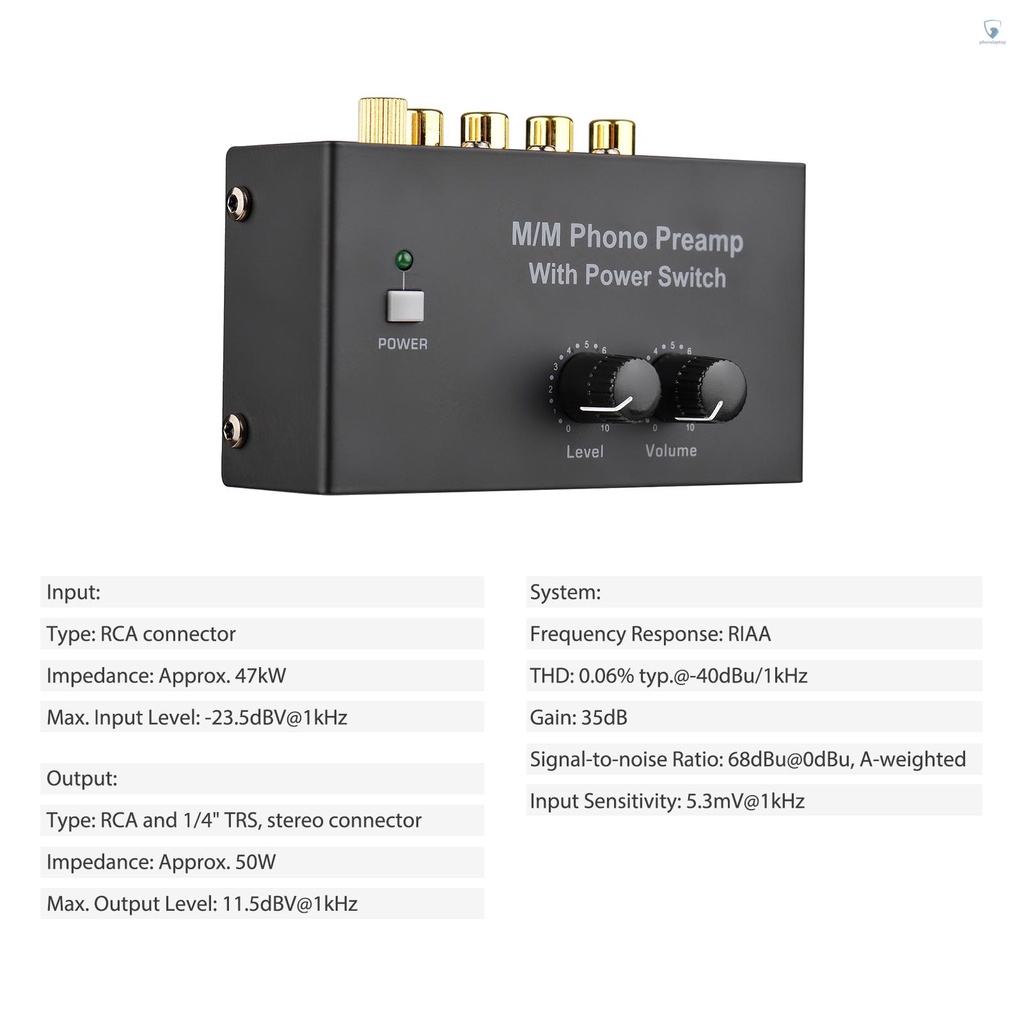 (laptvn) M / M Bộ Khuếch Đại Âm Thanh Phono Preamp Với Mức Độ Điều Chỉnh Âm Lượng Và Đầu Ra 1 / 4 Inch TRS