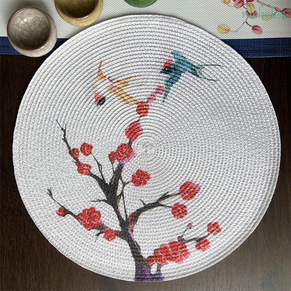 Tấm Lót Bàn Ăn Bằng Vải Dệt Hình Tròn Phong Cách Trung Hoa Sáng Tạo