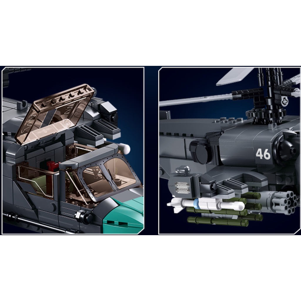 Set 913 Mô Hình Máy Bay Trực Thăng MOC WW2 KA-52 Tỉ Lệ 1: 30 Tự Lắp Ráp Cho Bé