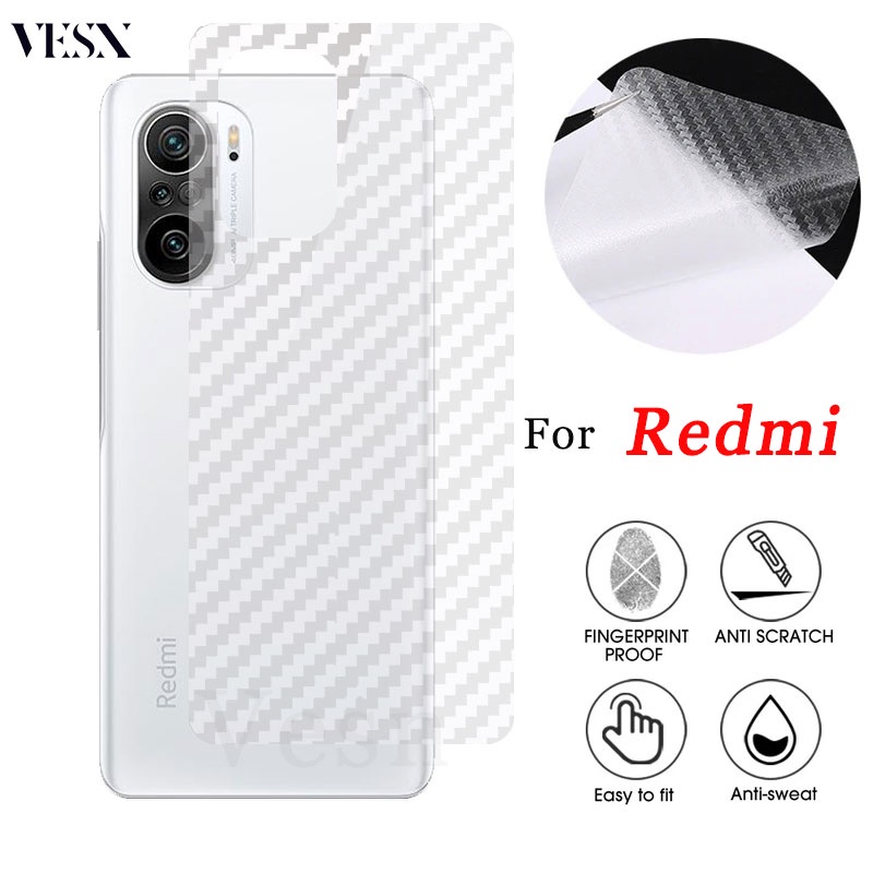 Dán Lưng Điện Thoại Cacbon Chống Vân Tay Cho Redmi A1 A2 K60 K60E K50 K40 Gaming K30 K20 Pro Plus A2+ Pro+ 5G 4G 2023