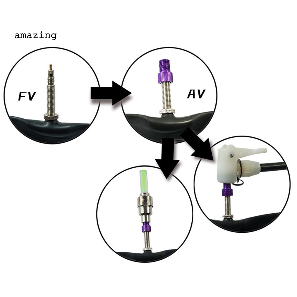 Set 4 Đầu Nối Van Lốp Xe Đạp Presta Sang Schrader