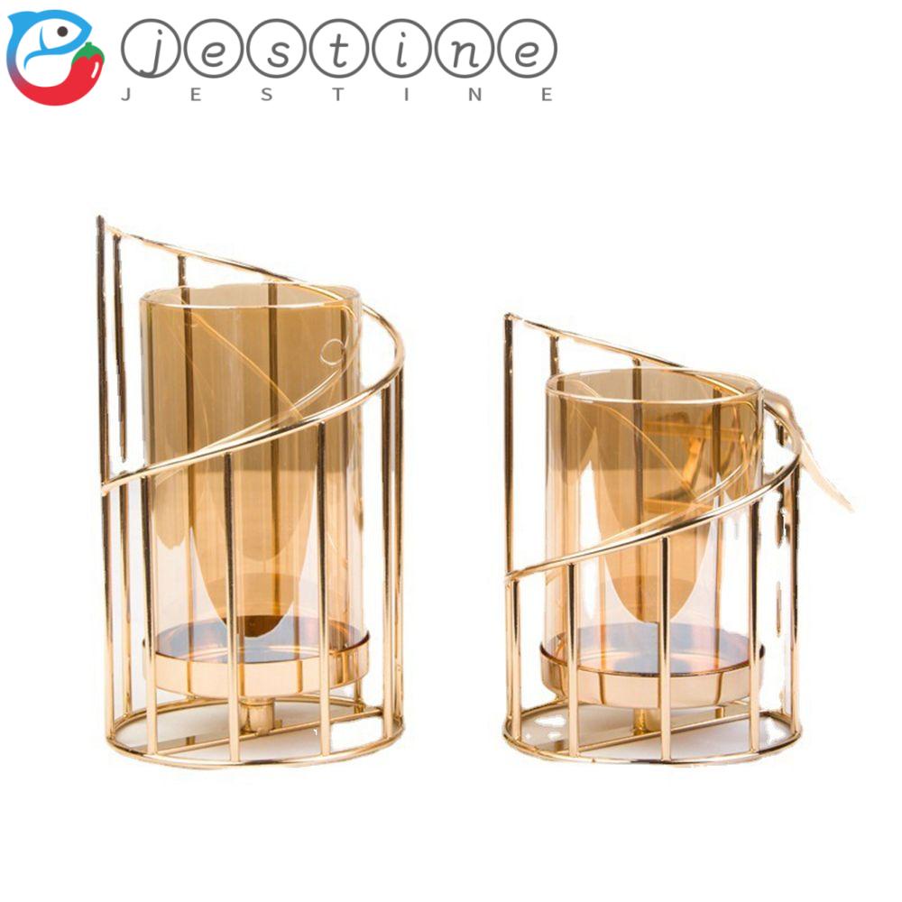 Đế nến kim loại phối thủy tinh kiểu dáng hiện đại trang trí salon/tại nhà