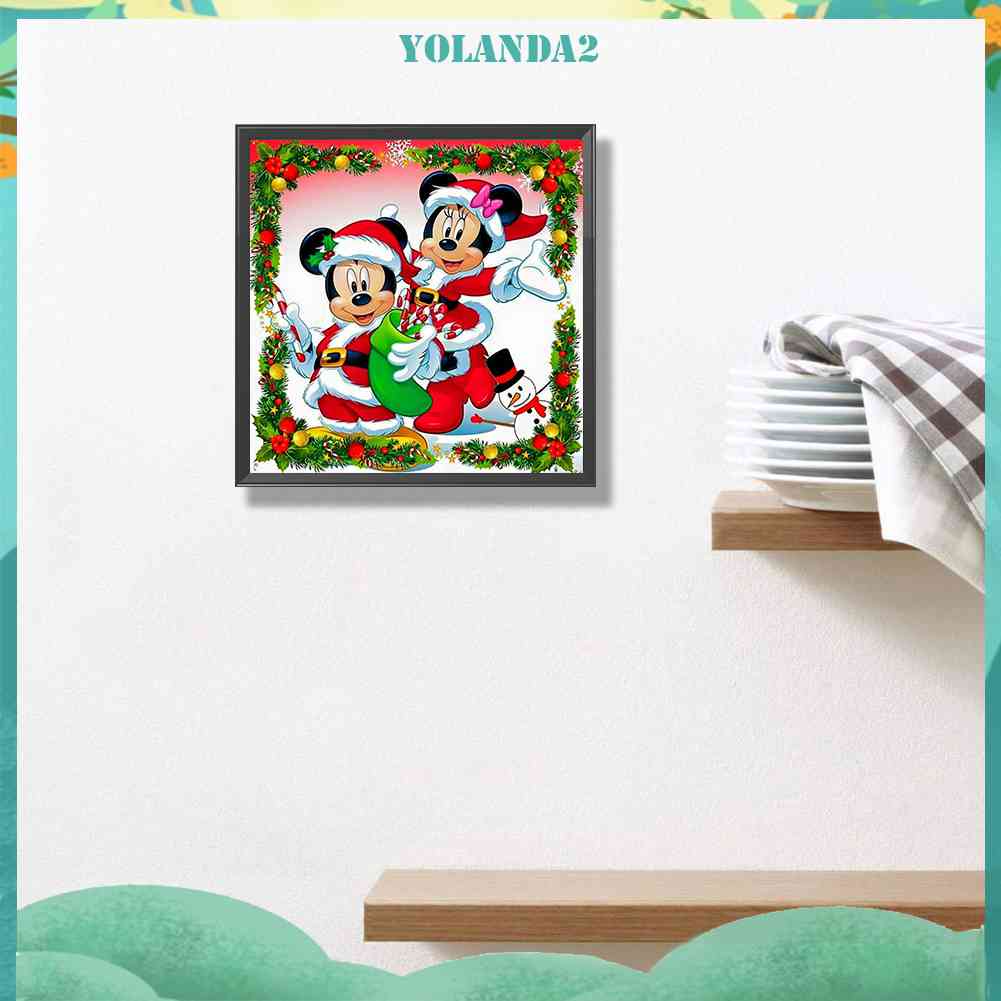 DISNEY Bộ Tranh Đính Đá 5D DIY Hình Mickey Minnie Phong Cách Giáng Sinh Dành Cho Trang Trí Nhà Cửa