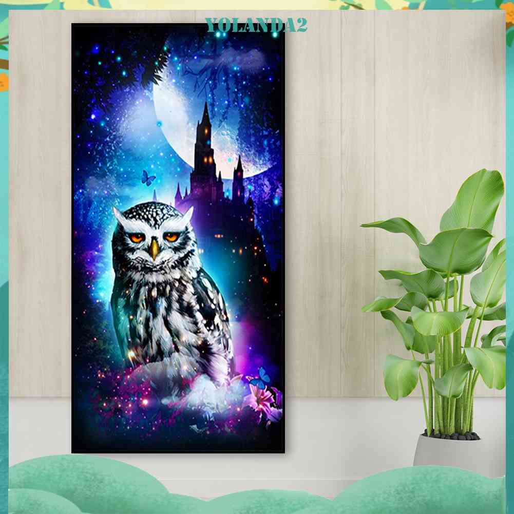 Bộ Tranh Đính Đá 5D Tự Làm Toàn Diện Họa Tiết Chim Cú Đêm Dùng Trang Trí Tường