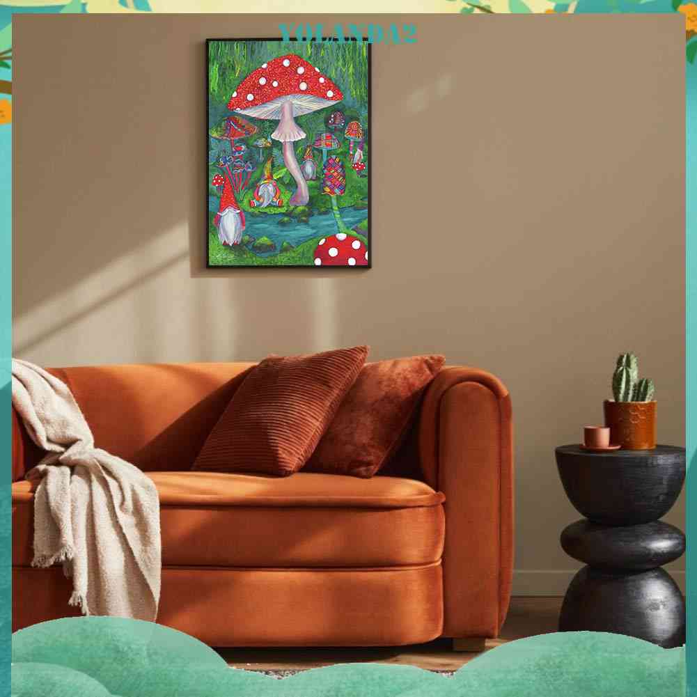 Tranh Đính Đá Kim Cương Toàn Bộ 5D DIY Hình Vẽ Nấm Goblin