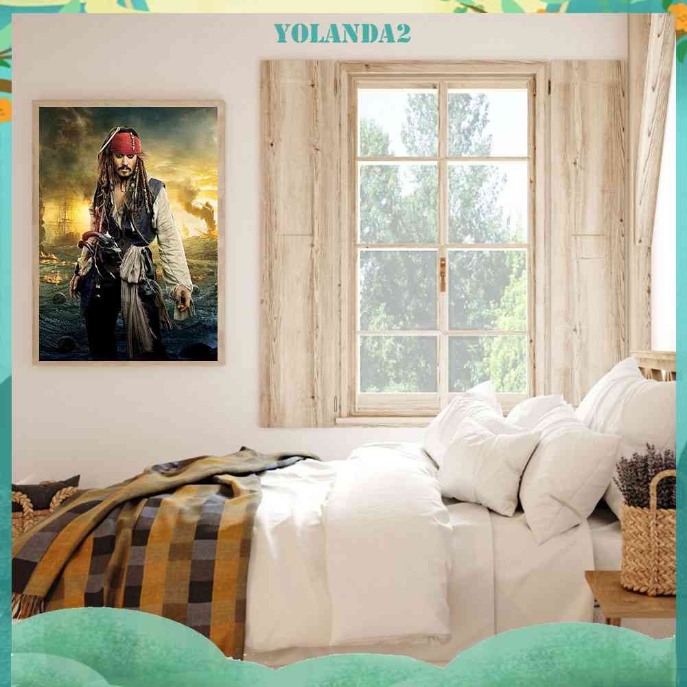 Tranh Đính Đá 5D Toàn Bộ Hạt Tròn Hình Thuyền Trưởng Jack Mosaic