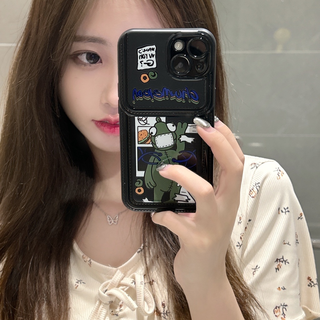 Ốp Điện Thoại TPU Dẻo Đen In Hình Ếch Hoạt Hình Sáng Tạo Cho iPhone11 12 13 14 Pro Max