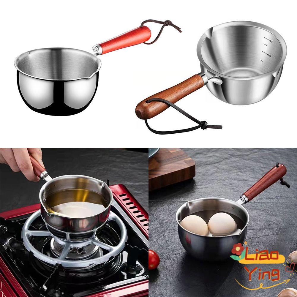 Nồi Nấu Sữa Bằng Thép Không Gỉ Chống Dính Tay Cầm Gỗ Đa Năng