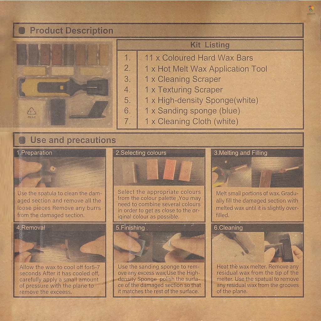 Bộ Dụng Cụ Sửa Chữa Sàn Gỗ Đa Năng Kèm 11 Khối Sáp