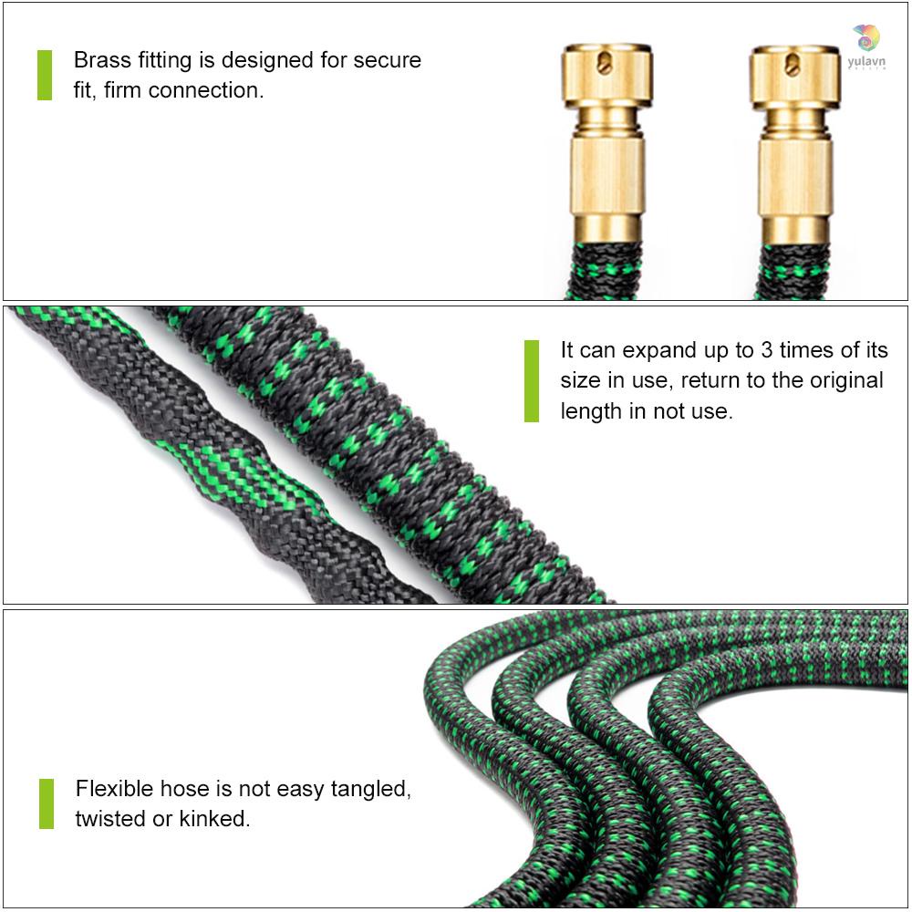 Ống Nước Tưới Vườn Có Thể Mở Rộng 100ft Với 9 Vòi Phun Nước Mạnh Linh Hoạt Bằng Đồng Thau Cứng Và Lõi Cao Su