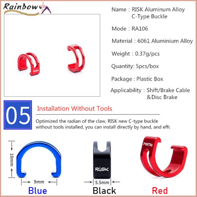 Set 5 Khóa Cố Định Dây Xe Đạp Leo Núi Hình Chữ C Bằng Hợp Kim Nhôm