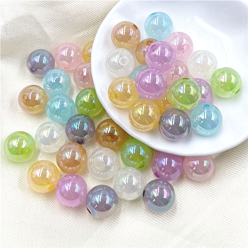 Set 10 Hạt Tròn Dạ Quang 10 / 12 / 14mm Tự Làm Trang Sức Thời Trang