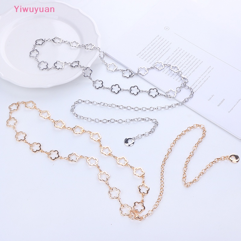 Thắt Lưng Dây Xích Bằng Kim Loại Hình Hoa Thời Trang Cho Nữ