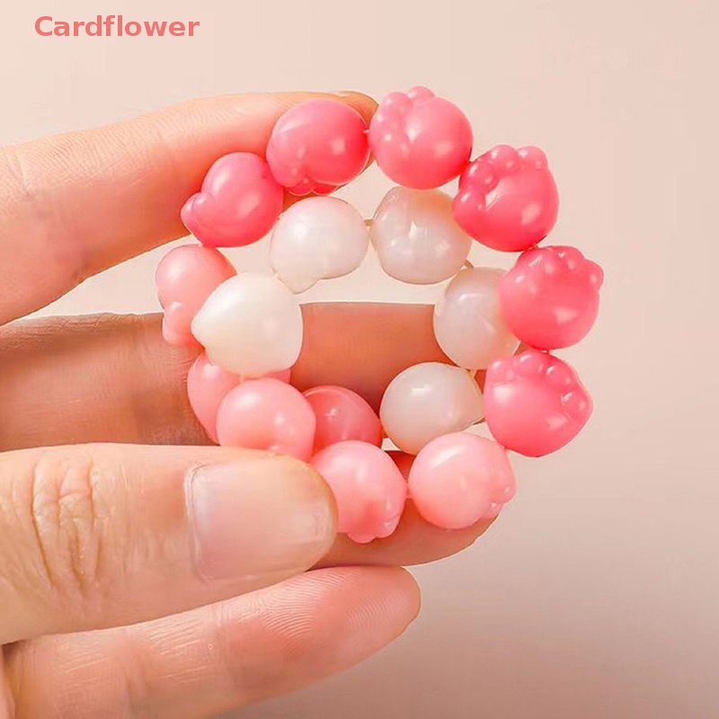 < Cardflower > Vòng Tay Chuỗi Hạt Đá Pha Lê Tự Nhiên Co Giãn Hình Dấu Chân Mèo Màu Gradient Mùa Hè Mới Cho Nữ