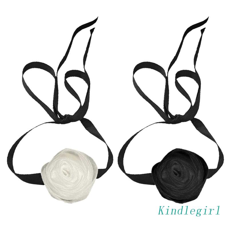 Vòng Cổ Choker Ren Hoa Hồng Màu Trắng Đen Thời Trang Cho Nữ