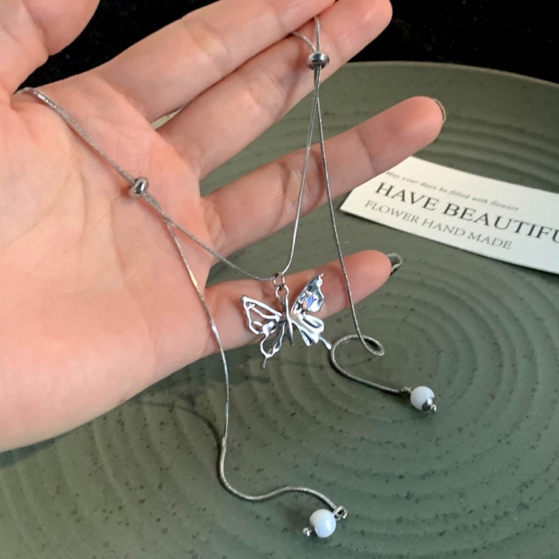 Vòng Cổ Titan Nhẹ Nhàng Hình Bướm Thiết Kế Lộ Xương Đòn Cao Cấp Phong Cách Hàn Quốc Sang Trọng