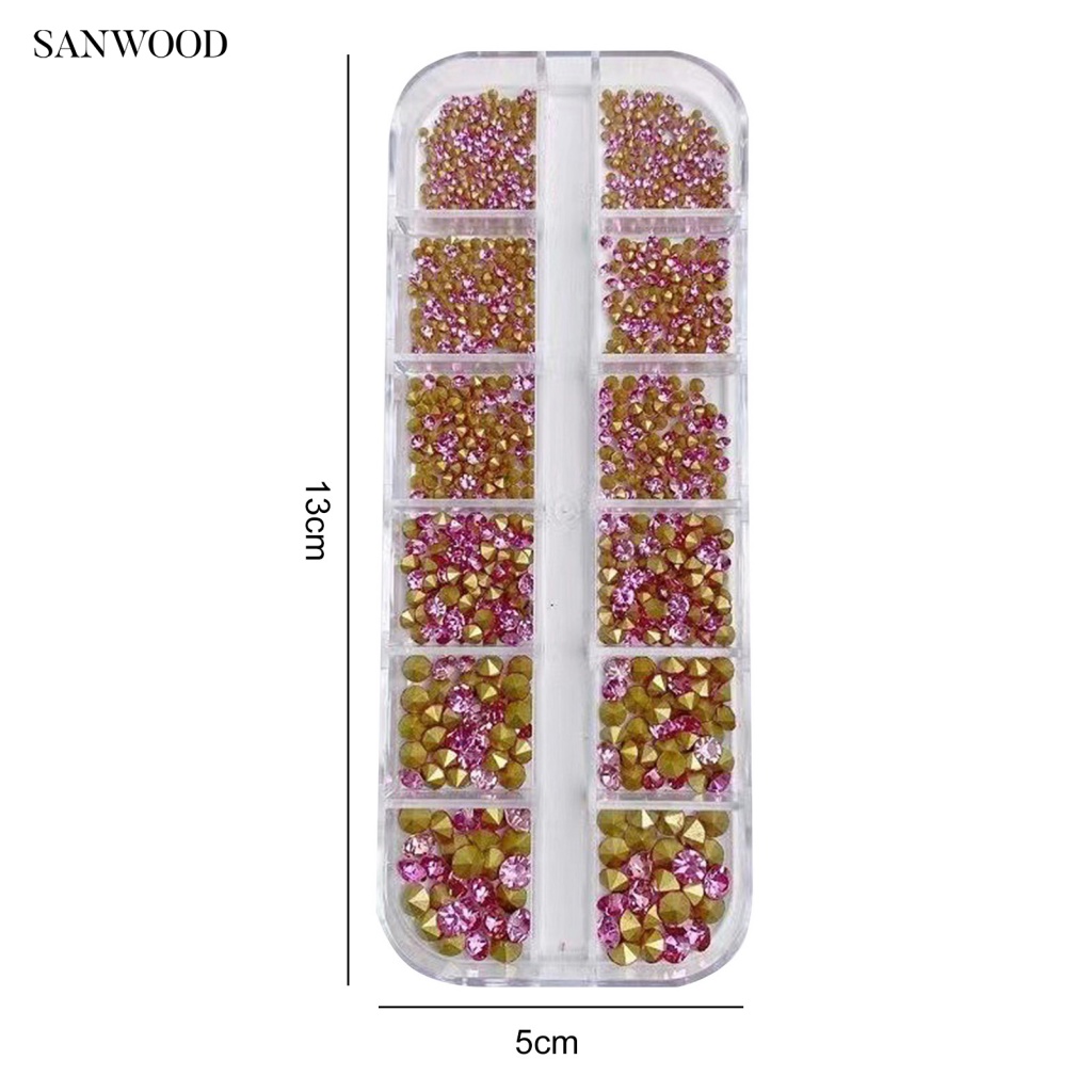 1 Hộp Đá Đính Trang Trí Móng Tay Nhiều Kích Cỡ