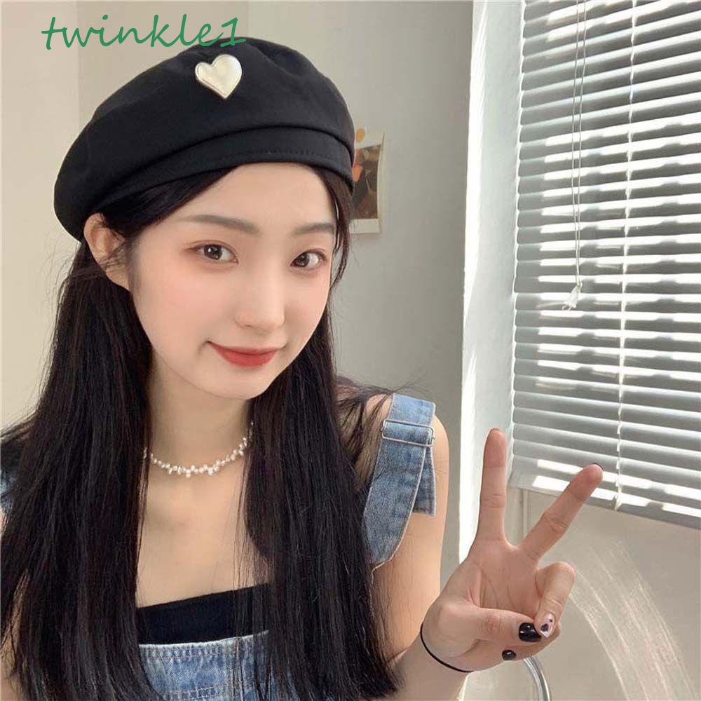 Mũ Beret Họa Tiết Trái Tim Cổ Điển Cho Nữ