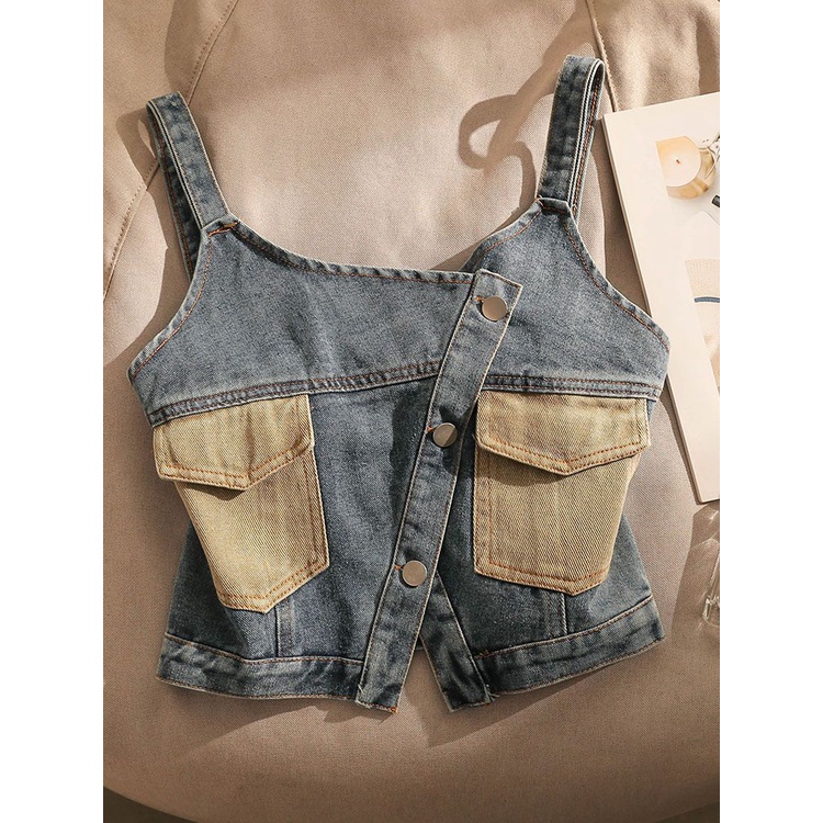 Áo Denim Không Tay Phong Cách Thời Trang Mới 2023 Cho Nữ