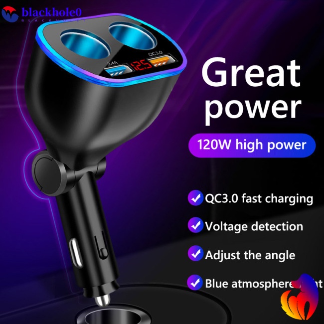Tẩu Sạc Nhanh Qc3.0 Hai Cổng Usb Màn Hình Kỹ Thuật Số Đa Năng Cho Xe Hơi