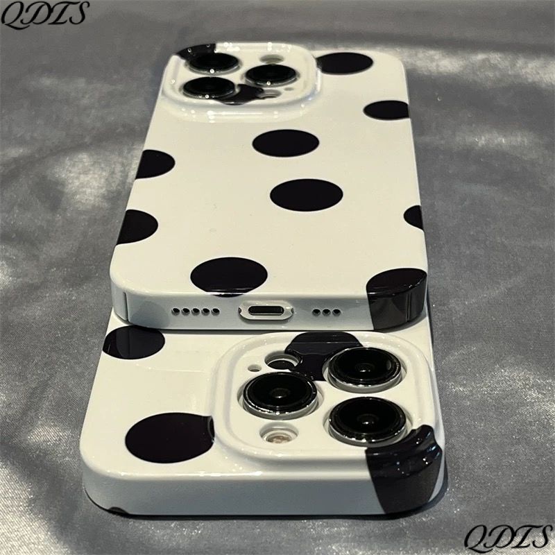 Ốp Điện Thoại Cứng Siêu Mỏng In Họa Tiết Chấm Bi Kiểu Hàn Quốc Cho Iphone 12 11 14 13Promax xs 1JZE