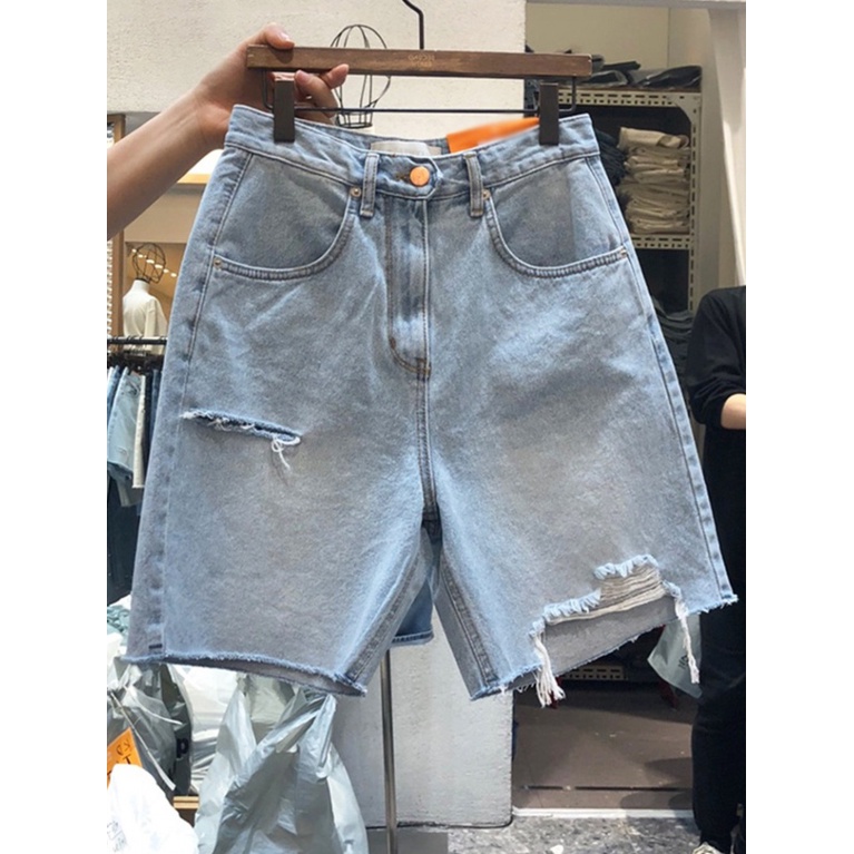 Quần Short Jean Rách Năm Tấc Màu Đen Dáng Ôm Mùa Hè Phong Cách Hàn Quốc Cổ Điển Giảm Giá Cho Nữ
