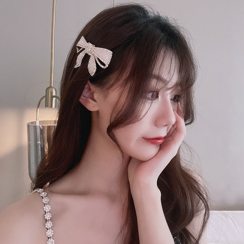 Kẹp Tóc Hình Nơ Đính Đá Lấp Lánh Thời Trang Hàn Quốc Thanh Lịch Cho Nữ
