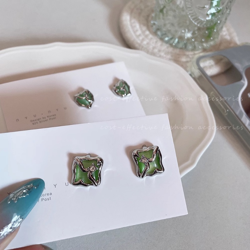 Khuyên Tai Đá Opal Hình Vuông Kiểu Dáng Đơn Giản Cho Nữ