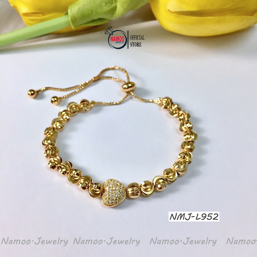 Lắc Tay Nữ Đính Đá Trái Tim L952 Có Dây Rút Bền Màu