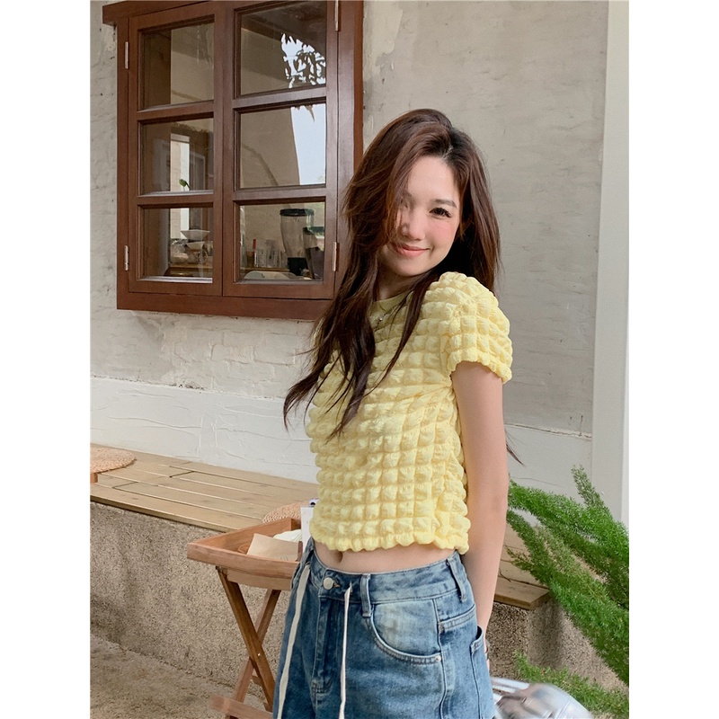 Áo Thun Ngắn Tay Cổ Tròn Họa Tiết Ca Rô Thời Trang Dành Cho Nữ