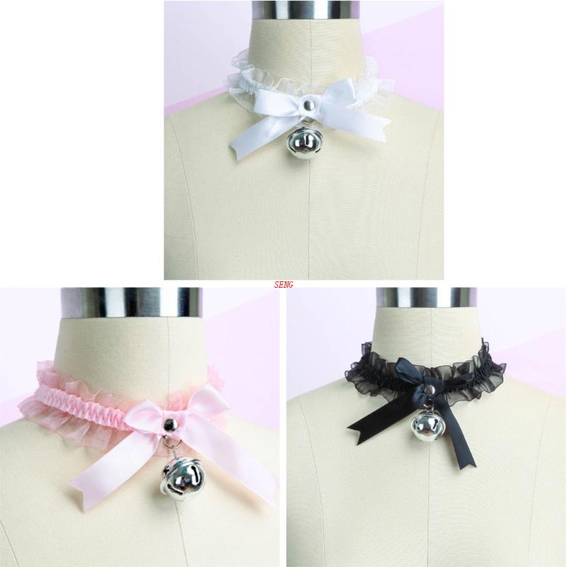 Vòng Cổ Choker Phối Ren Và Chuông Phong Cách Lolita Quyến Rũ Dành Cho Nữ