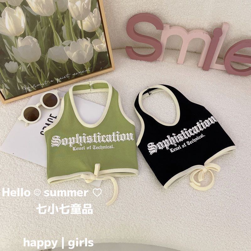 Áo Hai Dây Mùa Hè 2023 In Họa Tiết Phong Cách Hàn Quốc Cho Bé Gái