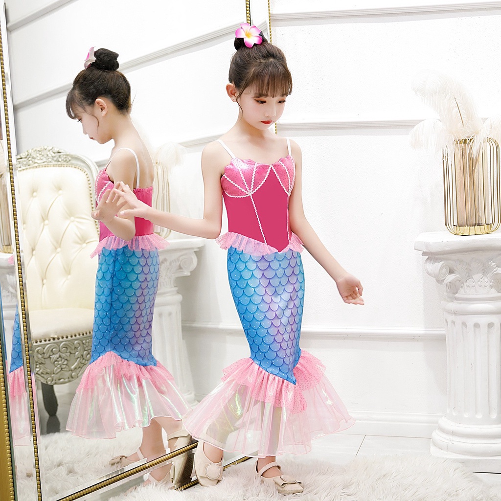 Đầm Đuôi Cá Hóa Trang Công Chúa Nàng Tiên Cá Cho Bé Gái LXAA K63 2-8 Tuổi