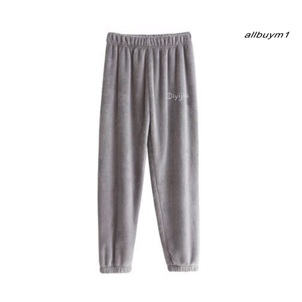 Quần Ngủ Lông Cừu San Hô Dày Dặn Co Giãn Thêu Chữ Thời Trang Mùa Đông