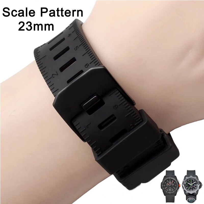 Dây Đeo Đồng Hồ Thể Thao Bằng Cao Su Silicon Mềm Họa Tiết Vảy Cá 23mm Chống Thấm Nước Kèm Logo Cho Luminox