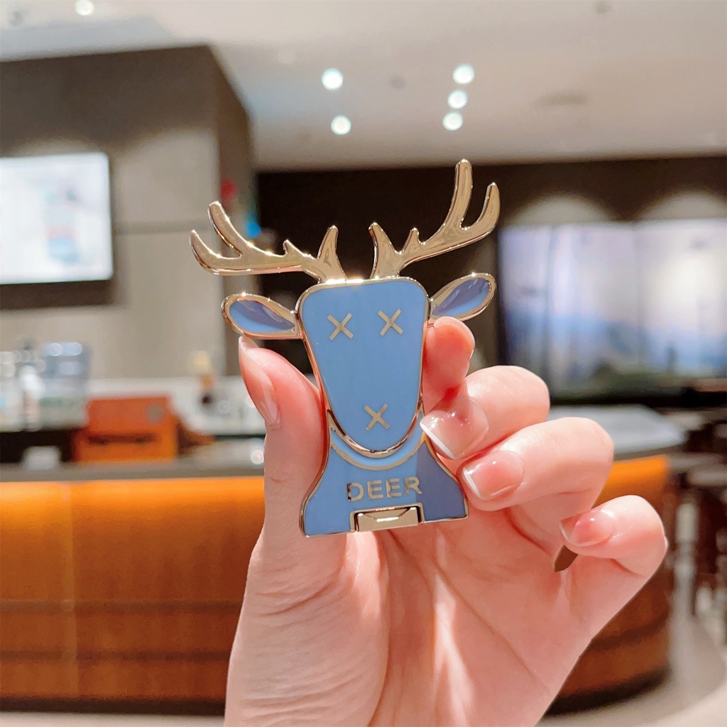 Ốp Điện Thoại Họa Tiết Hoạt Hình Tuần Lộc Dễ Thương Kèm Giá Đỡ Nhẫn Và Dây Đeo Tiện Dụng Cho iphone