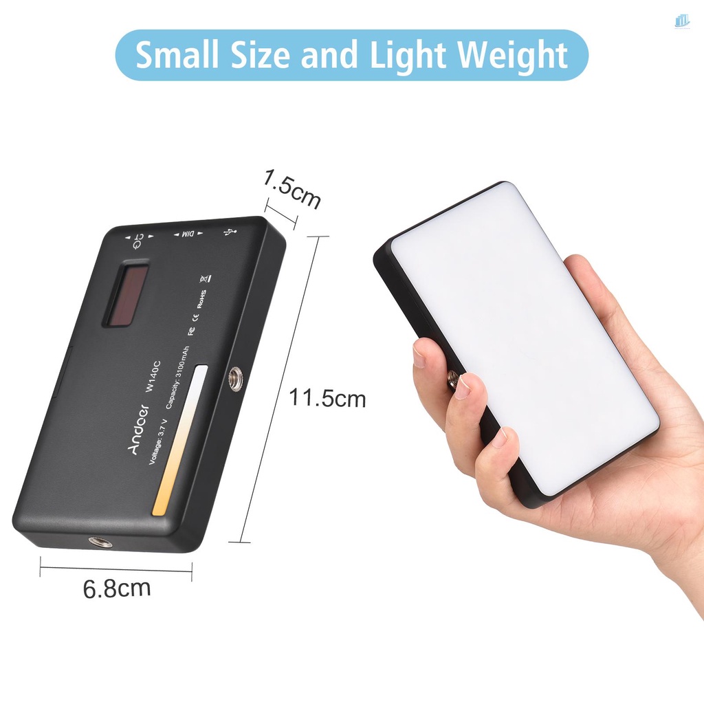 Đèn LED Trợ Sáng Bỏ Túi Andoer W140 2500K-6500K Cho Điện Thoại / Máy Tính Bảng