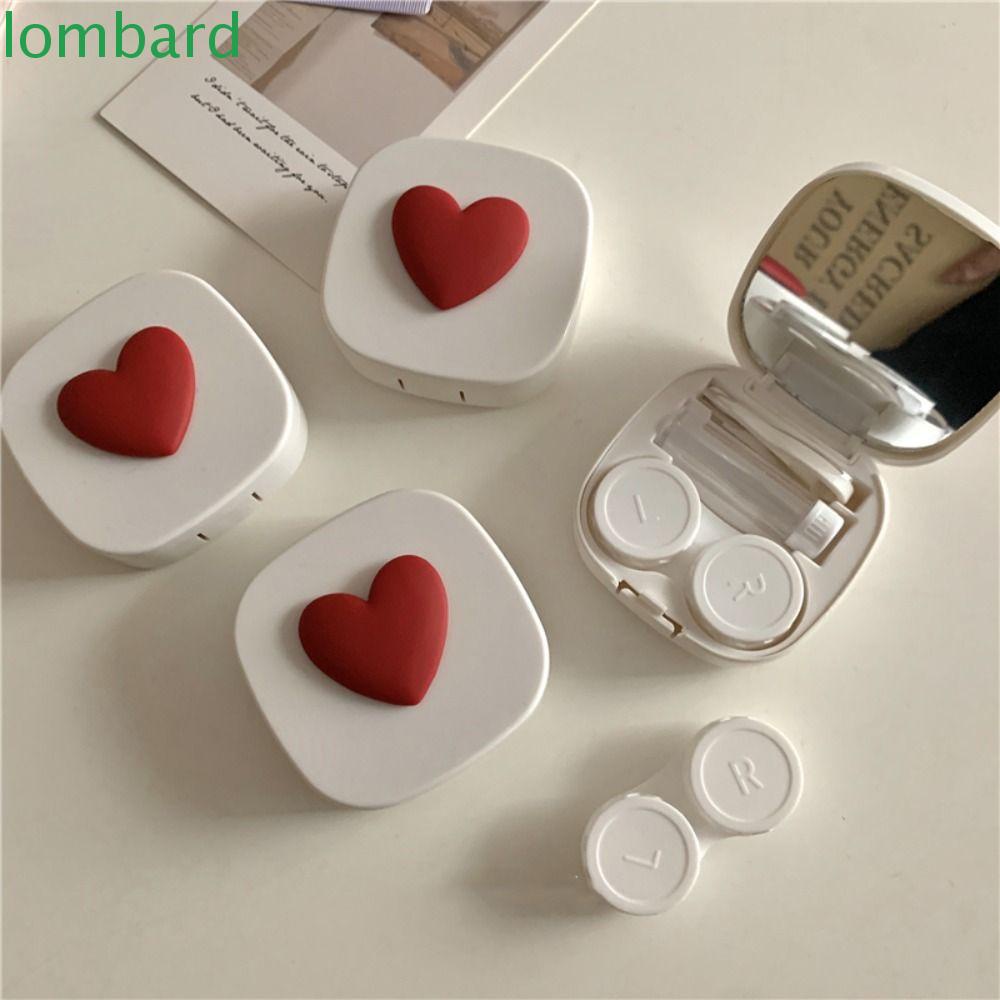 Hộp Đựng Kính Áp Tròng Bằng Nhựa Hình Vuông In Họa Tiết Hoạt Hình Trái Tim Phong Cách Hàn Quốc