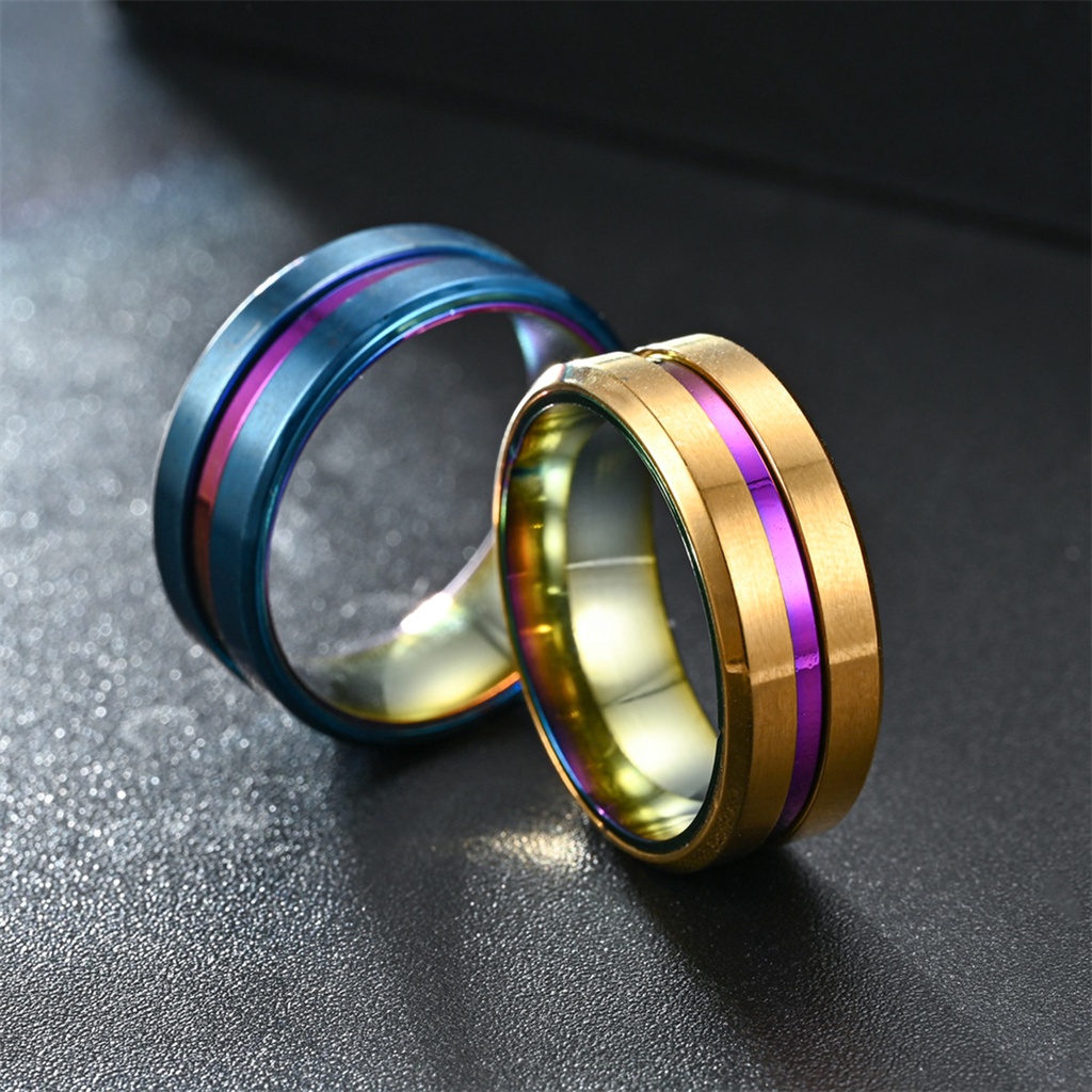 Nhẫn Đính Hôn Mạ Điện Nhiều Màu Sắc Đơn Giản Cho Nam