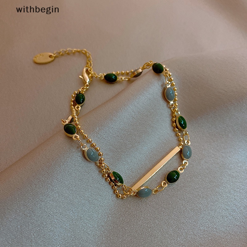 Vòng Tay Hai Lớp Đính Hạt Màu Sắc Phong Cách Pháp Cổ Điển Tùy Chỉnh Thời Trang Cho Nữ