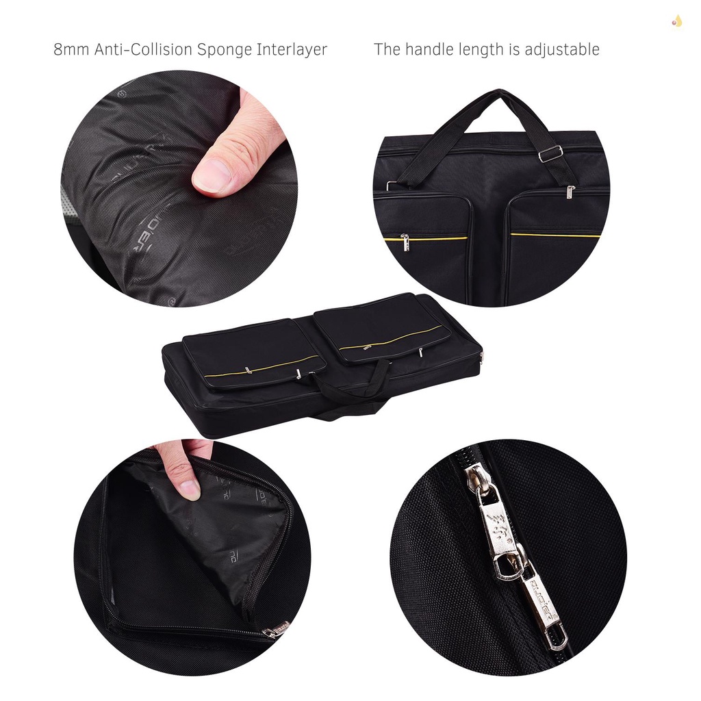 Túi Gig Bằng Cotton 8MM Chống Va Chạm 61 Phím Có Tay Cầm Màu Đen Cho Đàn Piano Điện