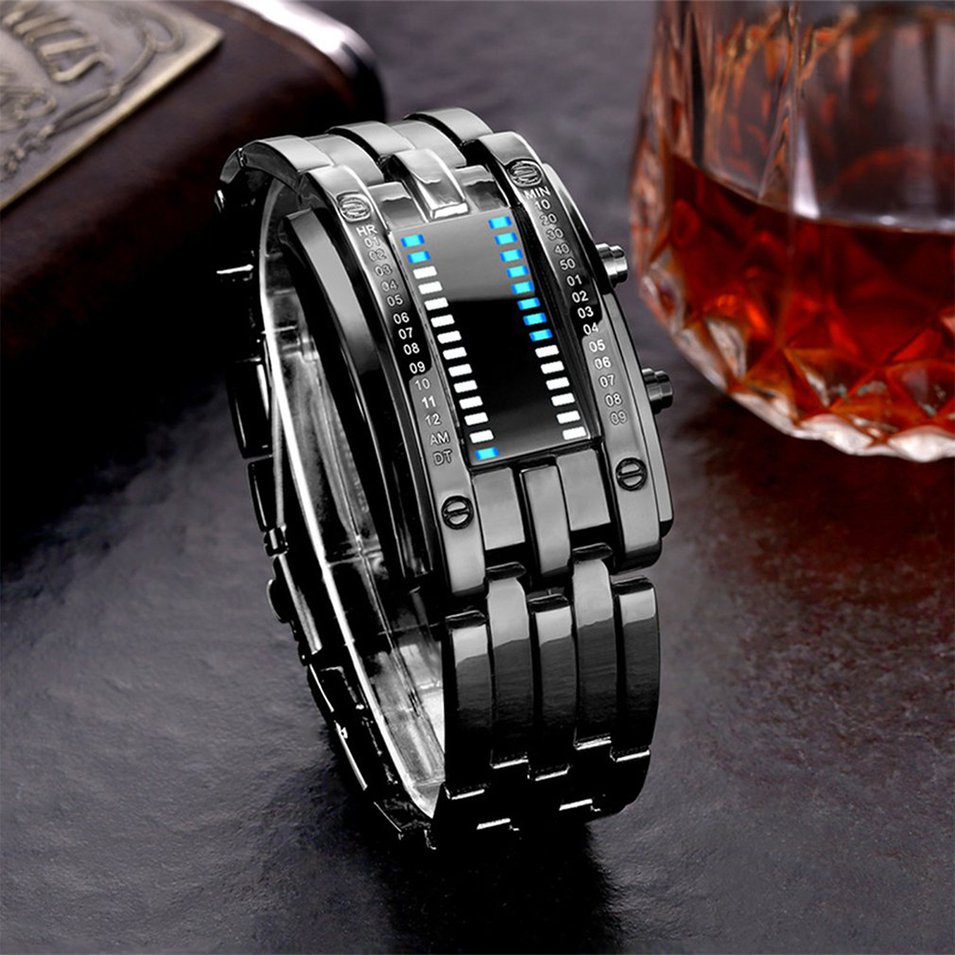 Đồng Hồ Kỹ Thuật Số Sáng Tạo Full Thép Nhị Phân Đồng Hồ Đeo Tay LED Thể Thao Điện Tử Đồng Hồ Chống Nước 30M Đồng Hồ Dành Cho Nữ