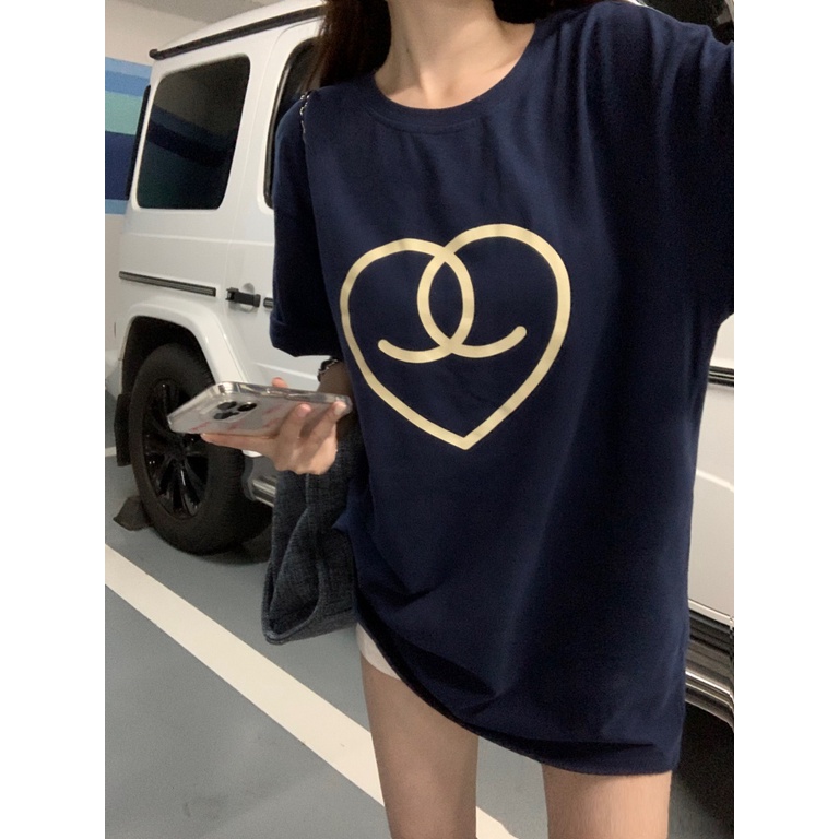 Áo Thun Cotton Cổ Tròn Ngắn Tay Dáng Rộng In Hình Thời Trang Hè Hàn Quốc Dành Cho Nữ 2023