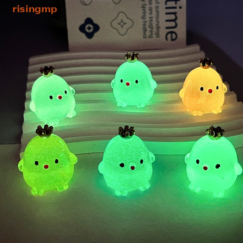 Set 2 Tượng Gà Hoạt Hình Mini Dạ Quang Trang Trí Tiểu Cảnh