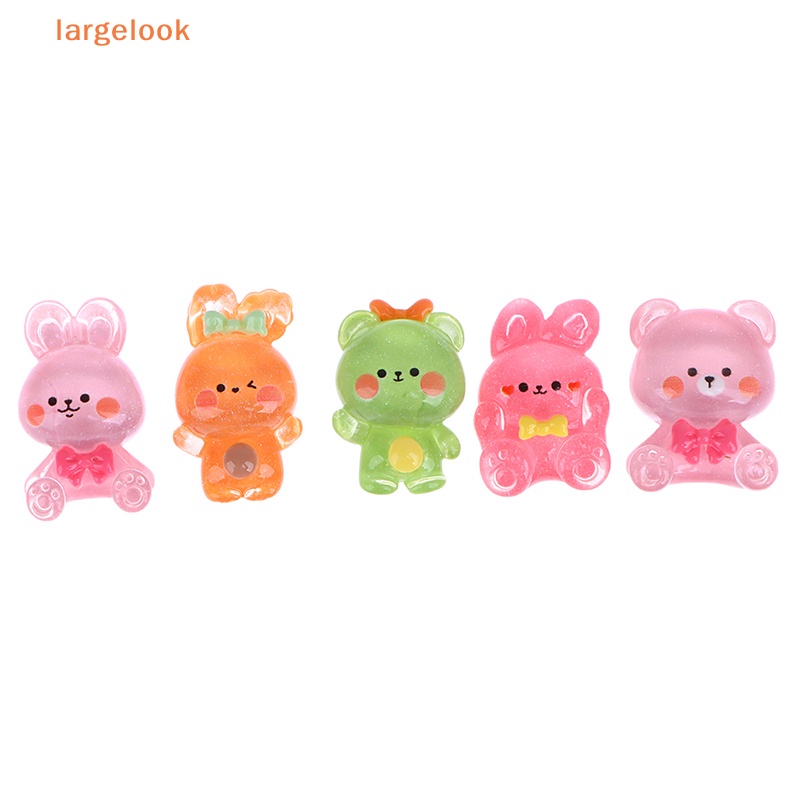 Set 10 Tượng Thỏ Gấu Hoạt Hình Bằng Resin DIY Trang Trí Sổ Tay